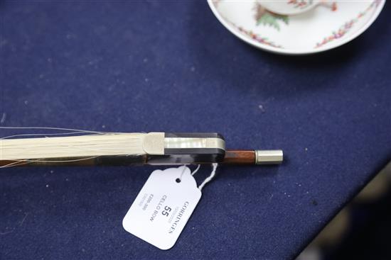 A nickel mounted cello bow, stamped Tubbs, length 71.5cm, weight 75g